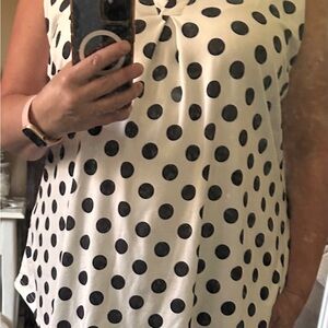Polka Dot Sleeveless Top - Black and White